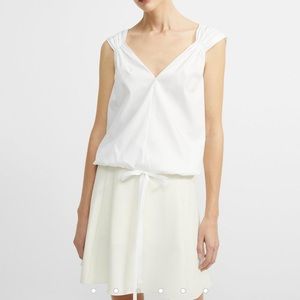 Theory White Perfect Cotton Balloon Top
